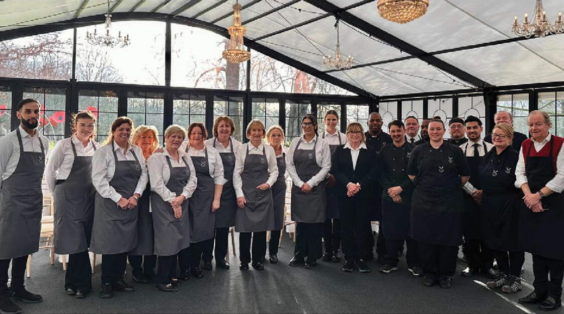 Fenella and Laura, the main staff of Gourmet Foods during decoration