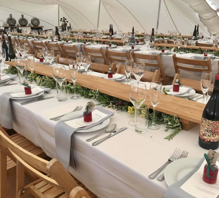 Stretch marquee and sharing boards